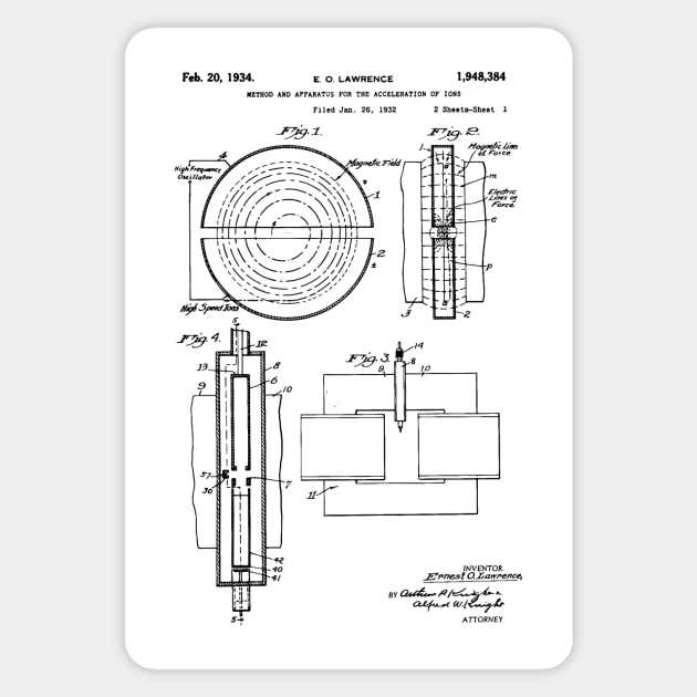 Particle accelerator patent 1934  cern nobel discovery quark nuclear Sticker by Anodyle